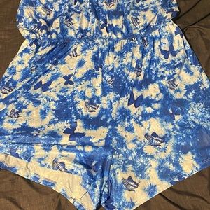 Beautiful blue butterflies, romper